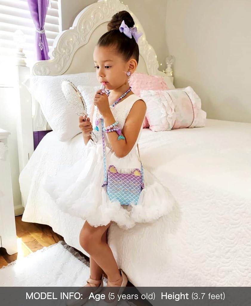 PATPAT® Purse for Little Girls Dress Up Jewelry Pretend Play Kids Accessories Mermaid Gifts (Purple) PATPAT® Purse for Little Girls Dress Up Jewelry Pretend Play Kids Accessories Mermaid Gifts (Purple)